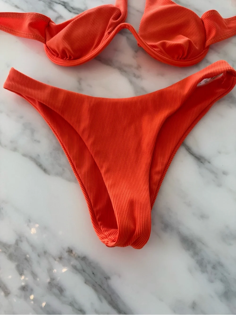 Ribbed Orange Two-Piece Bikini Set